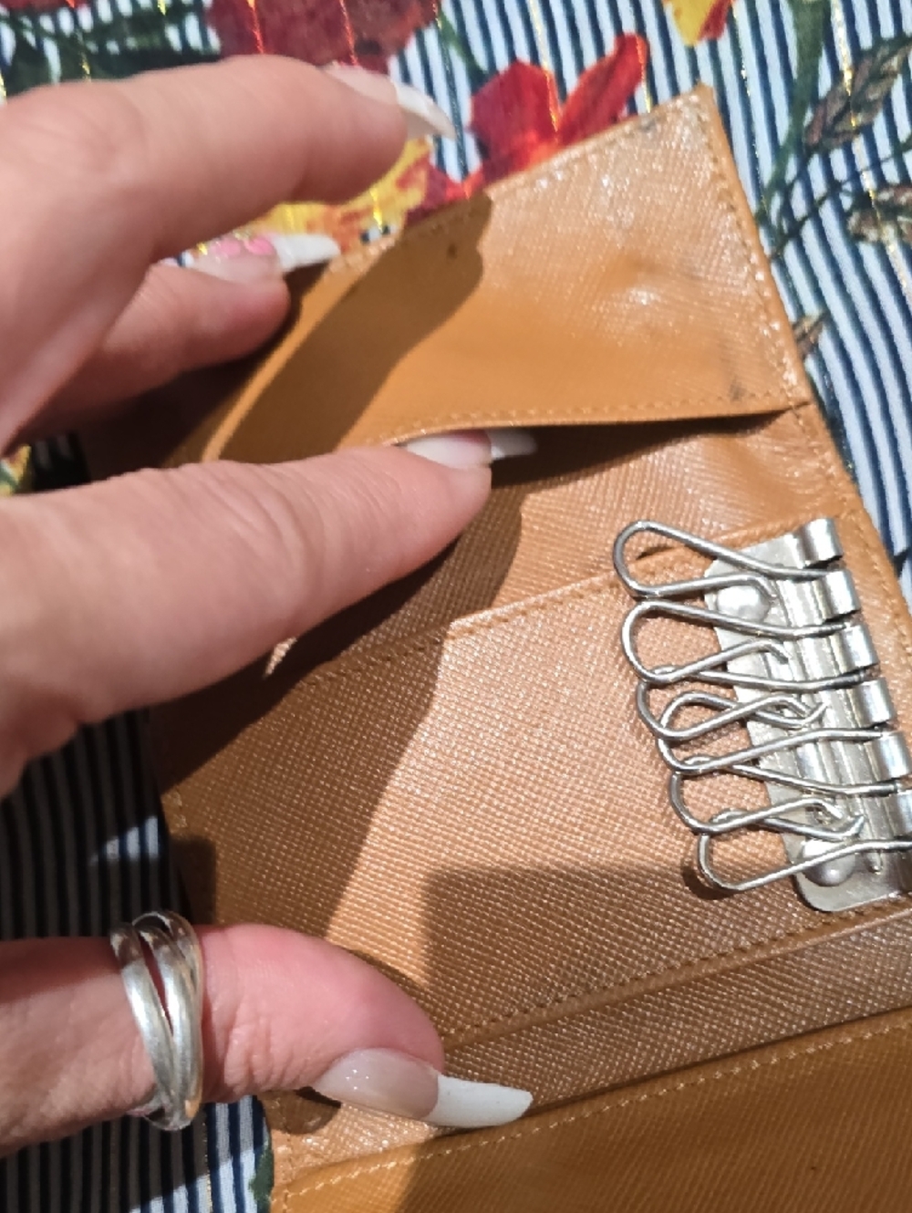 Prada Tan Triangular Logo Key And Card Case - Picture 9 of 11